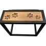 828 Pet Supplies | Black Metal Frame Dog Steps - Acacia Hardwood Slats - Carved Paw Prints - 16 inches Tall - No Assembly Required - Luxurious Pet Stairs