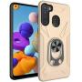 Oleaders for Galaxy A21 Case with Tempered Glass Screen Protector, Rotatable Metal Ring Holder Compatible with Magnetic Car Kickstand Case for Samsung Galaxy A21 - Gold