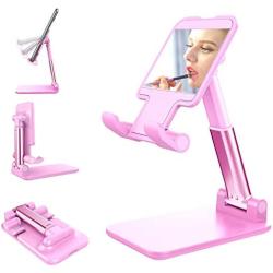 Cell Phone Stand,CreaDream Adjustable Phone Holder, Cradle, Portable Foldable Desktop Stand Compatible with All Smartphone/iPad/Kindle/Tablet/Switch Charging Accessories Desk-Pink