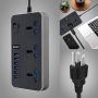 Universal Power Strips 3 Way Outlets 6 USB Plug Ports Surge Protection Power Socket Switch Portable Charger with 2M Wall Plug Adapter Extension Cord with Fuse and Shutter Extension Lead