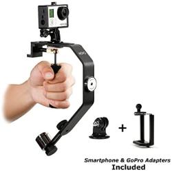 Movo Handheld Video Stabilizer System Compatible with GoPro Hero, HERO2, HERO3, HERO4, HERO5, HERO6, HERO7 & Apple iPhone 5, 5S, 6, 6S, 7, 8, X, XS, XS Max, Samsung Galaxy + Note Smartphones