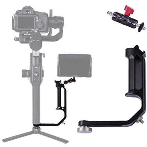 DF DIGITALFOTO Universal L Bracket Handle Gimbal Accessories,Mounting Monitor/Microphone with Bean Grip Compatible with DJI Ronin S/SC,Zhiyun Crane V2/M/2,Moza Air 2,Feiyutech AK2000/4000 etc