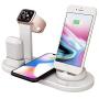 Charging Dock Stations | 4-In-1 Charger Stand Wireless Charging Station for Multiple Devices Multi-Device Charger for Apple Product iPhone Se 2020/11/11 /XS/8 Samsung Galaxy S20 AirPods iWatch (White)
