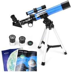 MaxUSee Kids Telescope 400x40mm with Finder Scope for Kids & Beginners + Portable 10X42 HD Monocular with BAK4 Prism FMC Lens for Moon Viewing Bird Watching Wildlife Scenery