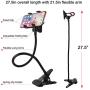 Slopehill Gooseneck Phone Holder for iPhone X XR XS 8 7 Plus Samsung Galaxy S10, Cell Phone Clip Holder for Bedroom Desktop Office Bathroom Kitchen, Rotate Freely Lazy Bracket Holder, Black