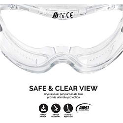 Neiko 53875B Protective Safety Goggles Eyewear with Wide-Vision, ANSI Z87.1 Approved | Adjustable & Lightweight