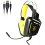 Gaming Headset for PS4, Comfort Noise Reduction Crystal Clarity 3.5mm LED Professional Headphone with Mic for Xbox One PC Laptop Tablet Mac Smart Phone (G808 yellow)