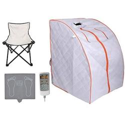 ZONEMEL Portable Far Infrared One Person Sauna, Home Spa Detox Therapy, Heated Floor Pad, Upgrade Chair (Silver Orange)