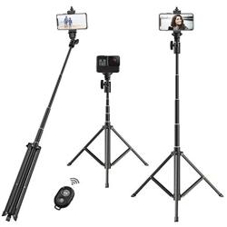 Selfie Stick Tripod,52" Portable Extendable Tripod Stand with Bluetooth Remote & Phone Mount Compatible with iPhone 7/8/x xs /11 /Samsung Galaxy S10 S9/Huawei/Google/Xiaomi/More Cellphone