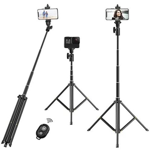 Selfie Stick Tripod,52" Portable Extendable Tripod Stand with Bluetooth Remote & Phone Mount Compatible with iPhone 7/8/x xs /11 /Samsung Galaxy S10 S9/Huawei/Google/Xiaomi/More Cellphone
