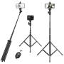 Selfie Stick Tripod,52" Portable Extendable Tripod Stand with Bluetooth Remote & Phone Mount Compatible with iPhone 7/8/x xs /11 /Samsung Galaxy S10 S9/Huawei/Google/Xiaomi/More Cellphone