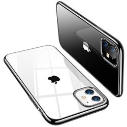 TORRAS Crystal Clear iPhone 11 Case, [10X Anti-Yellowing] Thin Slim [Anti-Scratch] Shockproof Soft TPU Rubber Cover Case for iPhone 11 6.1 inch, Shiny Black