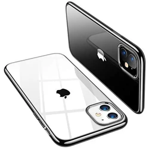 TORRAS Crystal Clear iPhone 11 Case, [10X Anti-Yellowing] Thin Slim [Anti-Scratch] Shockproof Soft TPU Rubber Cover Case for iPhone 11 6.1 inch, Shiny Black