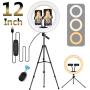 Ring Light with Stand, LED Selfie Ring Light YouTube Video Makeup Phone, 2020 Newest for YouTube Video/Photography (Black-12 Inch)