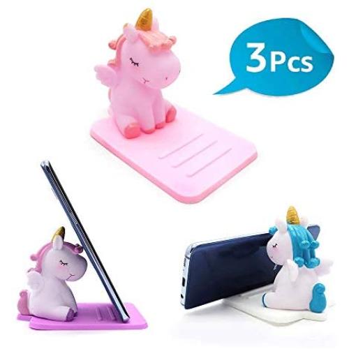 3 Pack Unicorn Phone Holder - Lovely Animal Desktop Cell Phone Stand - Adjustable Stand - Creative Cartoon Multi-Function Desk Phone Stand - Accessories Desk - Smartphone Dock - Unicorn Gift for Girl