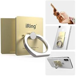 iRing Link-Detachable Plate for Wireless Charging, Include Hook Mount for Wall or Car Cradle. Original AAUXX Cell Phone Ring Grip Finger Holder Mobile Stand, Universally Compatible(Gold)