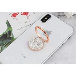 Cell Phone Finger Ring Holder, GREATQIQI Sparkle Diamond Phone Kickstand, 360° Rotation Metal Ring Grip Stand for Phones and Tablets (Rose Gold)