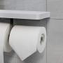 CRO DECOR Double Roll Toilet Paper Holder with Shelf, Bathroom Tissue Paper Roll Holder with Mobile Phone Storage 2 Rolls, White