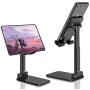 B-Land Adjustable Cell Phone Stand, Foldable Portable Phone Stand Phone Holder for Desk, Desktop Tablet Stand Compatible with iPhone 11 Pro XS Max XR X Samsung Galaxy S10 S9 & Tablets (Black)
