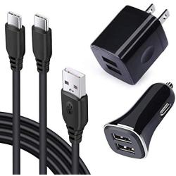 Dual Port Car Charger USB Plug Android Phone C Charger Fast Car Power Adapter in USB Plug Home Wall Charger 2Pcs 6.6FT Type C Cable for Samsung A70 Galaxy S20 Plus A10e A20 A50 A51 A71 LG K51