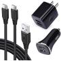 Dual Port Car Charger USB Plug Android Phone C Charger Fast Car Power Adapter in USB Plug Home Wall Charger 2Pcs 6.6FT Type C Cable for Samsung A70 Galaxy S20 Plus A10e A20 A50 A51 A71 LG K51