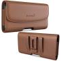 Bomea iPhone Xs Max Holster, iPhone 8 Plus 7 Plus Belt Clip Case, Premium Leather Holster Pouch Case with ID Card Holder for Apple iPhone Xs Max/6s Plus/7 Plus/8 Plus (Fit w/Phone Case on) Brown