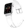 iiteeology Compatible with Apple Watch Band 38mm 40mm, Women Soft Silicone Sports iWatch Band Strap for Apple Watch Series 5/4/3/2/1 (38mm 40mm clear band + silver connector)