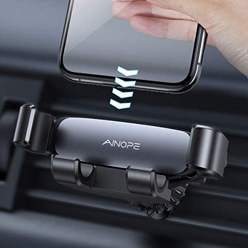 [2020 Upgraded] Gravity Phone Holder for Car, AINOPE Air Vent Phone Holder with Hook Like Clips Hand Free Automatic Car Phone Mount Auto-Clamping Cell Phone Car Mount for iPhone All Smartphone