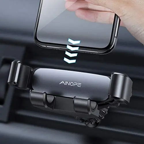 [2020 Upgraded] Gravity Phone Holder for Car, AINOPE Air Vent Phone Holder with Hook Like Clips Hand Free Automatic Car Phone Mount Auto-Clamping Cell Phone Car Mount for iPhone All Smartphone