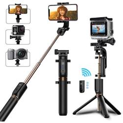 Selfie Stick Tripod, Matone Bluetooth Selfie Stick with Tripod Stand and Detachable Remote, Extendable Monopod for iPhone 11/11 Pro Max/X/XR/8 Plus, Galaxy Note 10 Plus/S10, GoPro & Action Cameras