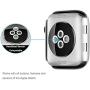 baozai Compatible with Apple Watch 38mm Case with Built-in Tempered Glass Screen Protector, Full Coverage Hard iWatch Case for Series 3/2/1 (Silver, 38mm Series 3/2/1)