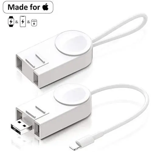 Wireless Charger 2 in 1 for iPhone/iWatch/Airpods Portable Adjustable Magnetic Cableless Compatible for AirPods/AirPods Pro/Apple Watch Series 5/4/3/2 & iPhone 11/11 Pro/XR/XS/XS Max/X/8/8 Plus/7