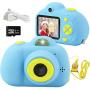 U Memory Kids Camera 18MP HD Child Digital Camera 1080P Shockproof Mini Video Recorder with 2 Screen with 32 GB TF Card for 3-10 Years Old Girls Boys Birthday Festival Best Gift-Blue