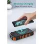 Solar Power Bank 26800mAh, Hiluckey Solar Charger with 4 Outputs Wireless Portable Charger USB C External Battery Pack Quick Charge 3.0A with Dual Flashlights for Smartphones, Tablets, Switch