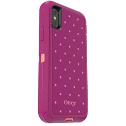 OtterBox DEFENDER SERIES SCREENLESS EDITION Case for iPhone Xs & iPhone X - Retail Packaging - CORAL DOT (FUSION CORAL/BATON ROUGE/METALLIC DOT)