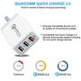 Quick Charge 3.0 Wall Charger, AOLERX 3-Port USB Foldable Plug, for iPad Tablet Phone Quick Charge Travel Adapter Android Fast Charger Compatible with Samsung, LG, HTC, iPhone & More