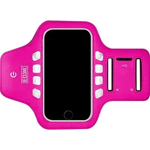 EDX Running Armband Phone Holder for Men & Women, with and Without LED, Compatible with iPhone and Galaxy Smartphones, LED Pink EDX Running Armband Phone Holder for Men & Women, with and Without LED, Compatible with iPhone and Galaxy Smartphones, LED Pink