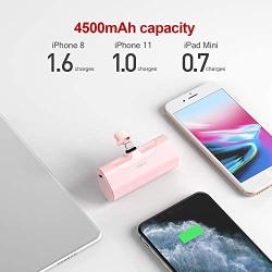 iWALK Small Portable Charger 4500mAh Ultra-Compact Power Bank Cute Battery Pack Compatible with iPhone 11 Pro/XS Max/XR/X/8/7/6/Plus Airpods and More,Pink