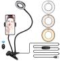 Desktop Clamp Ring Light, 4 inches LED Fill Light with Mobile Phone Stand Holder and Flexible Arms, 3 Light Modes 10 Level Brightness for Live Stream/YouTube TikTok Video/Makeup/Selfie