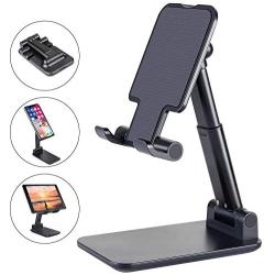 Cell Phone Stand, ANDATE Angle Height Adjustable Cell Phone Stand for Desk, Fully Foldable Cell Phone Holder, Tablet Stand, Case Friendly Compatible with All Mobile Phone/iPad/Kindle/Tablet (Black)