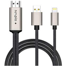 HDMI Cable for iPhone iPad - Compatiable with iPhone to TV HDMI Cable, 1080P Digital AV Adapter HDTV Cable for iPhone XR, X, 8, 7, 6, iPad Air, Mini, Pro, iPod Touch (Silver)