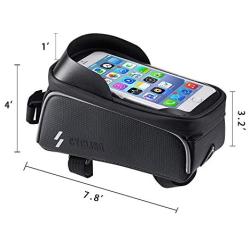 salamra Bike Phone Mount Bag Cycling Waterproof Bicycle Front Frame Top Tube Handlebar Bag with Touch Screen Sun Visor Holder Case Large Capacity Phone Case for iPhone Galaxy Nubia Huawei Under 6”