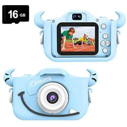 Kids Camera, Child Camera Digital 8.0MP, Mini Toy Camera for Boys Gift Aged 3-10, Shockproof Children Camera 2.0 inch Screen 1080P HD Toddler Video Recorder, Dual Camera Camcorder with 16GB SD Card …