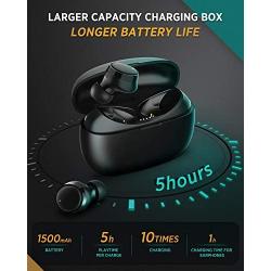 LASUNEY Waterproof 60H Cyclic Playtime True Wireless Earbuds for iPhone Android, Bluetooth 5.0 TWS Stereo Headphones with Charging Case, in-Ear Earphones Headset with Built in mic for Sport