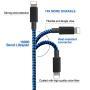 CUGUNU Nylon Braided Cable Compatible with iPhone Charger, 5 Pack[3/3/6/6/10FT] MFi Certified USB Lightning Cable Charging Cord for iPhone X/Max/11/8/7/6/6S/5/5S/SE/Plus/iPad - Black Blue