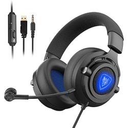 NUBWO N9PRO Gaming Headset, for PS4, Xbox One, Switch, Mac, PC, Computer, LED Light, with Detachable Microphone, with Surround Sound Quality 3.5mm Volume Control, Black