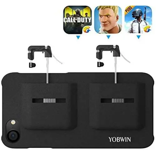 Mobile Game Controller Case for iPhone 8 Plus / 7 Plus / 6 Plus, Phone Cover Compatible with PUβG/COD Mobile L1R1 Trigger Joystick Gamepad Grip Remote, for Apple iOS (5.5 inch Black) Mobile Game Controller Case for iPhone 8 Plus / 7 Plus / 6 Plus, Phone Cover Compatible with PUβG/COD Mobile L1R1 Trigger Joystick Gamepad Grip Remote, for Apple iOS (5.5 inch Black)