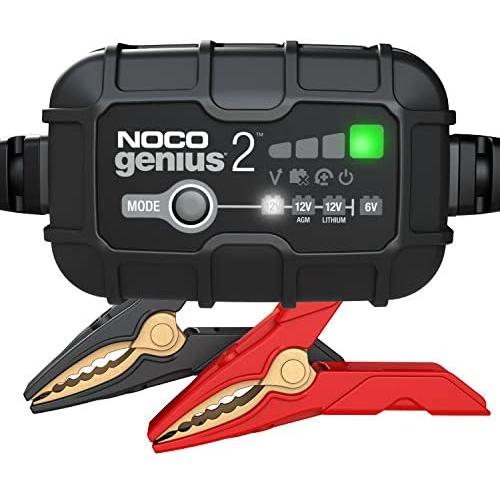 NOCO GENIUS2, 2-Amp Fully-Automatic Smart Charger, 6V And 12V Battery Charger, Battery Maintainer, And Battery Desulfator With Temperature Compensation