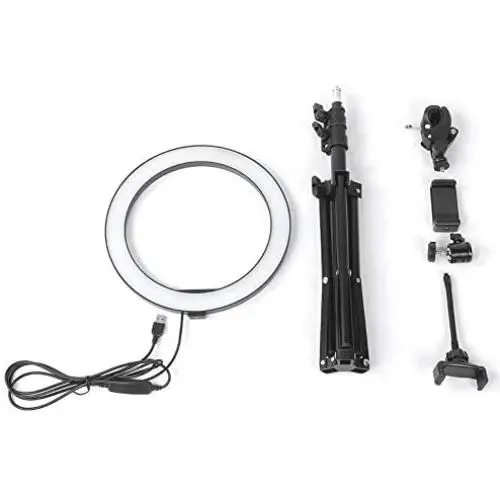 Qiilu 10 Inch Dimmable LED Ring Fill Light,USB Camera Video Lamp with Tripod Phone Clip Set Qiilu 10 Inch Dimmable LED Ring Fill Light,USB Camera Video Lamp with Tripod Phone Clip Set