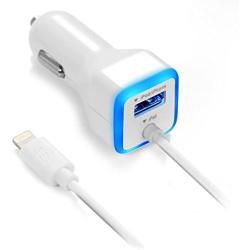 iPhone Car Charger, [Apple MFI Certified] Lighting Car Charger for iPhone X, 8, 8Plus, 7, 7Plus 6S / 6S Plus, 6, 6 Plus, SE, 5, 5S, iPad Pro, Air 2, Mini 3,with Extra USB Port (White)